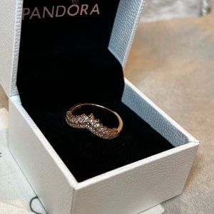 Pandora Princess Rose Gold Wishbone Ring